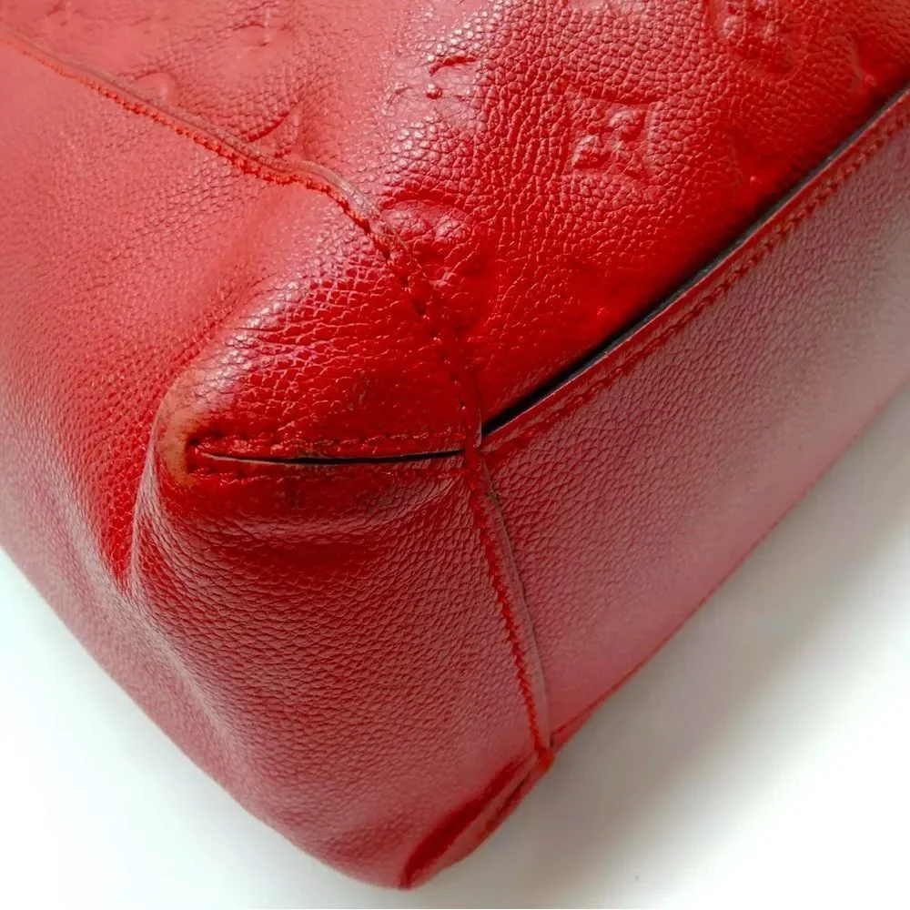 Auth Louis Vuitton Cherry Red Empreinte Monogram Leather PM Bagatelle Hobo Bag - Picture 8 of 15
